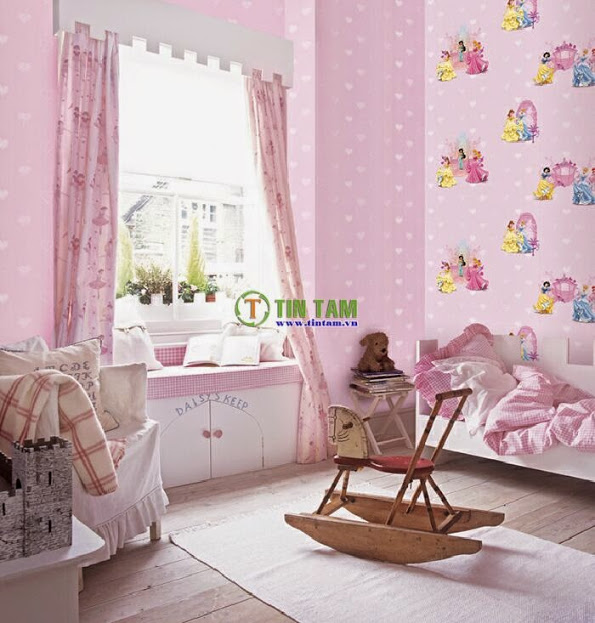 giấy dán tường màu hồng xinh xắn