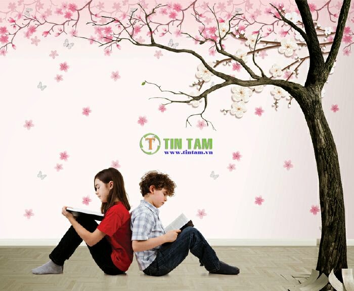 giấy dán tường màu hồng